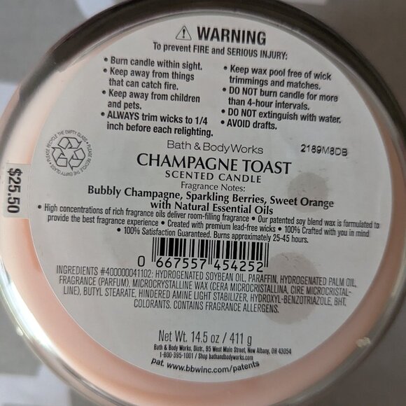 Bath & Body Works Champagne Toast 14.5oz Candle - Picture 3 of 4